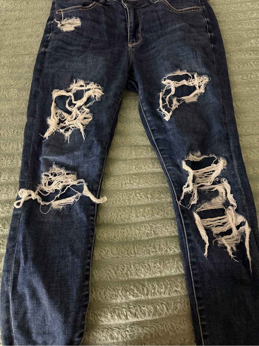 American Eagle Outfitters Dark Blue Distressed Skinny Jeans